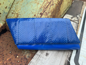 Vintage Robert Armani Electric Blue Snakeskin Leather Clutch Purse
