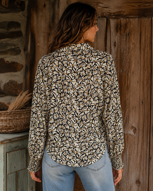 Honey Child Trippy Daisy Flower Button Up Mesh Blouse - PREORDER 9/18