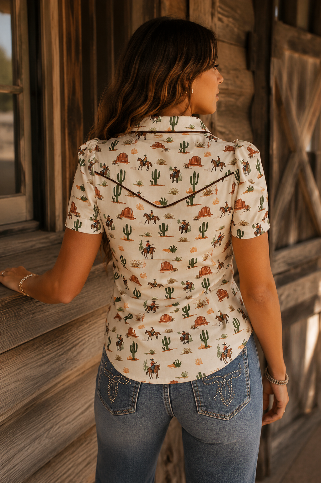 The Far Country Button Up Western Print Blouse