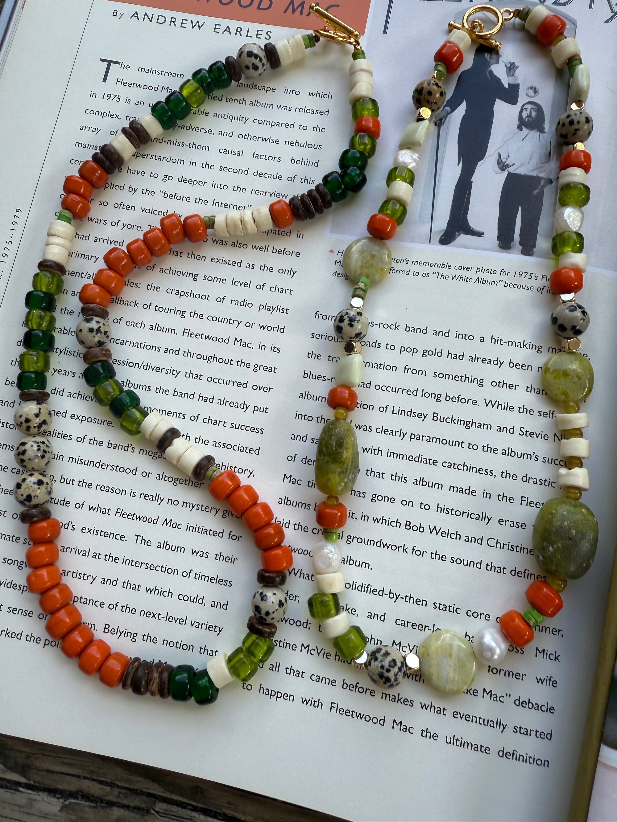 Over My Head Custom Made Orange & Green Bead Mix Necklace Set