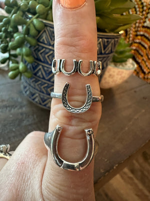 Sterling Silver Lucky Horseshoe Stacker Rings