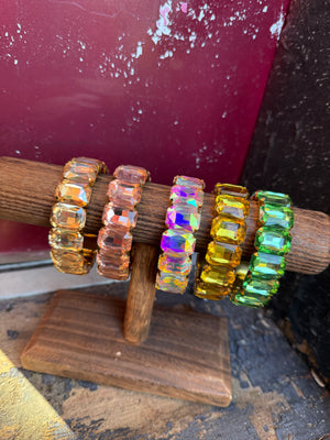 Gilded Age Crystal Edge Glass Stretch Bangle