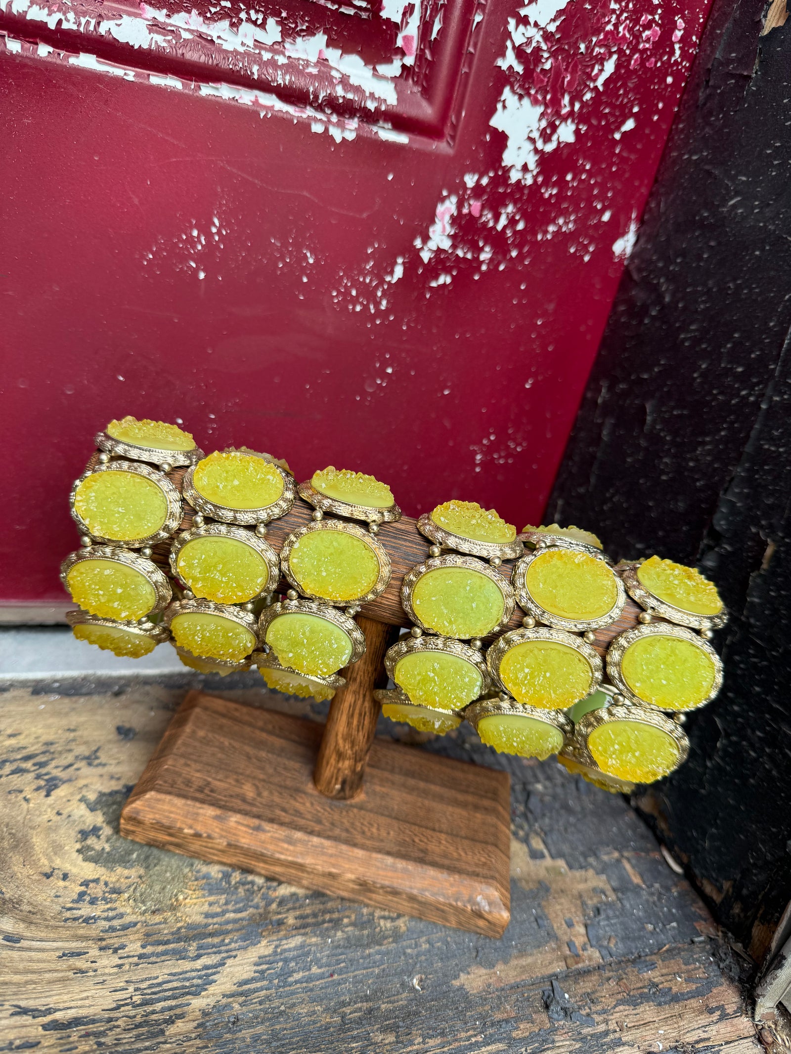 A Lil Druzy Chartreuse Crystal Bracelet