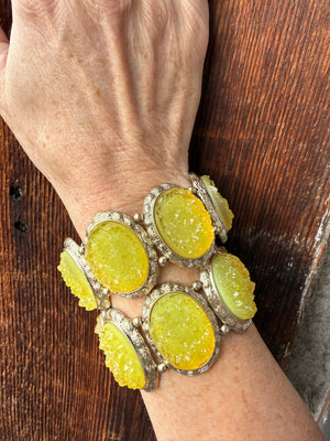 A Lil Druzy Chartreuse Crystal Bracelet