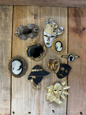 Lady In The Night Vintage Cameo Brooches & Pins