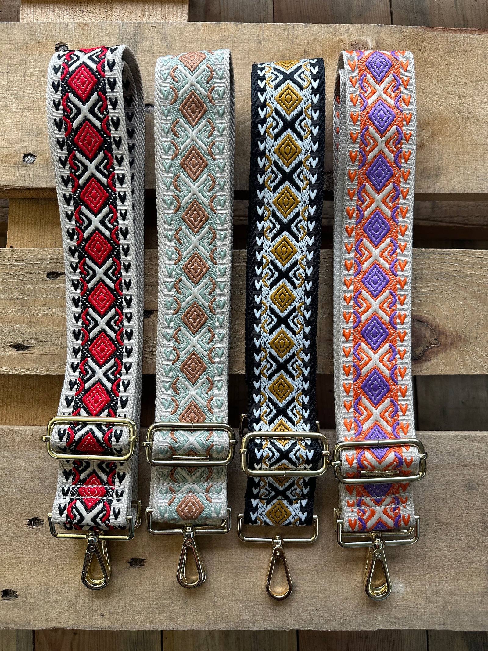 Diamond Back Embroidered Guitar Style Purse Strap