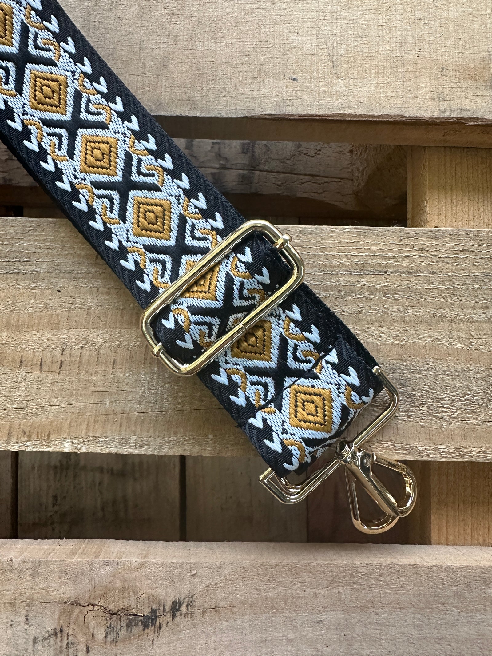 Diamond Back Embroidered Guitar Style Purse Strap