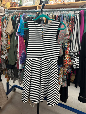Express Black & White Stripe Sleeveless Dress - Medium