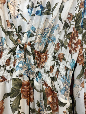 Vintage Floral Long Sleeve Maxi Dress - Size Large