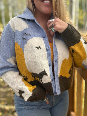 Sunset Canyon Knit Horse Sweater Cardigan