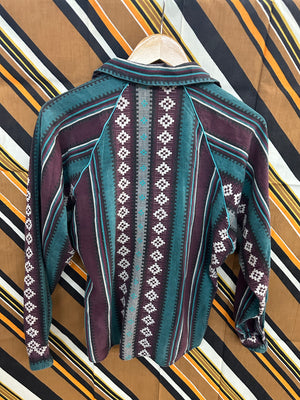Vintage Embroidered Aztec Print Button Up Bouse - Small 4/6/8