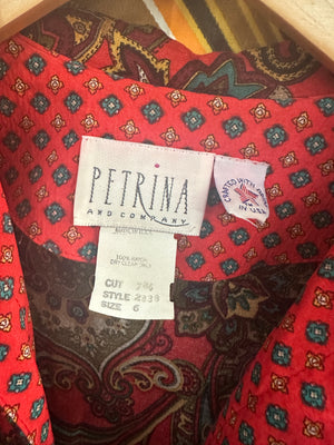 Vintage Petrina & Company Paisley Print Empire Waist Button Up Midi Dress &/or Duster Cardigan - Size 6