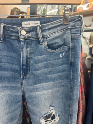 Queen Bee's Closet Ventura Highway Light Wash Distressed Denim Flare Jeans