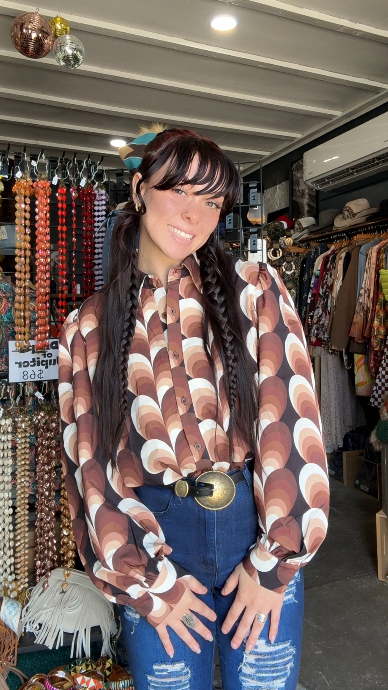Love Calling Retro Heart Button Up Blouse