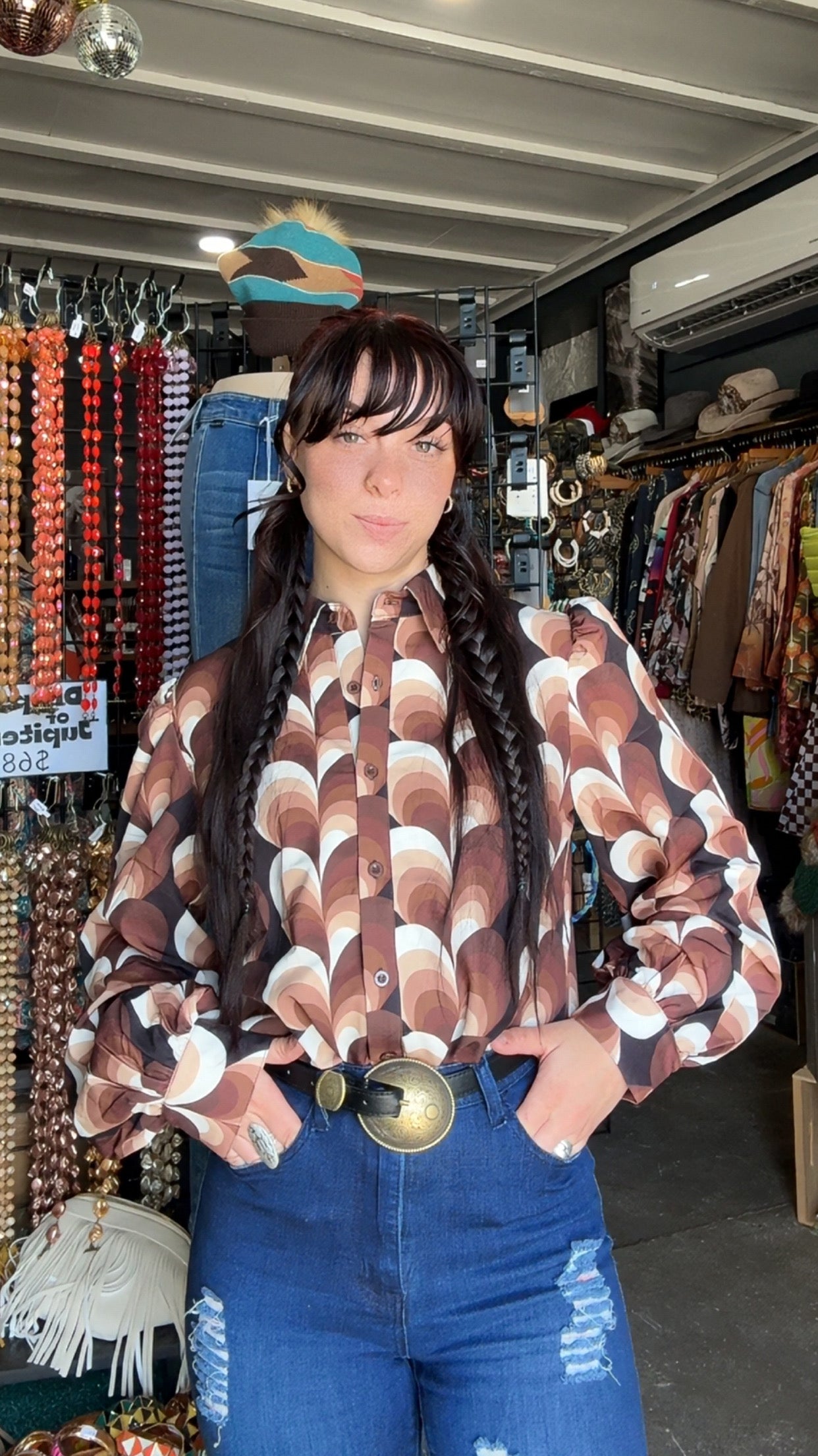 Love Calling Retro Heart Button Up Blouse