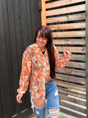 Petals in the Breeze Retro Floral Blouse