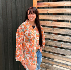 Petals in the Breeze Retro Floral Blouse