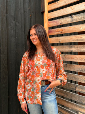 Petals in the Breeze Retro Floral Blouse