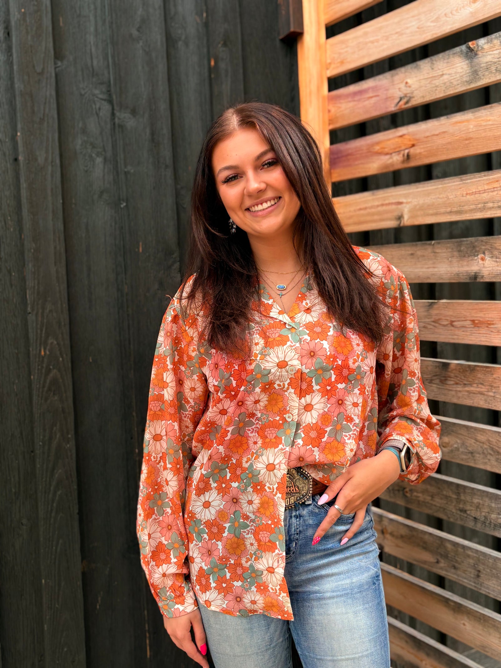 Petals in the Breeze Retro Floral Blouse