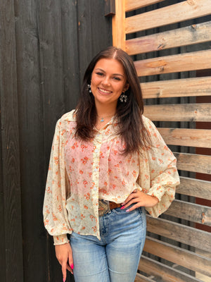 Spring Fling Floral Yoke Blouse