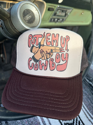 Put Em Up, Cowboy Snap Back Trucker Hats (made to order) LC