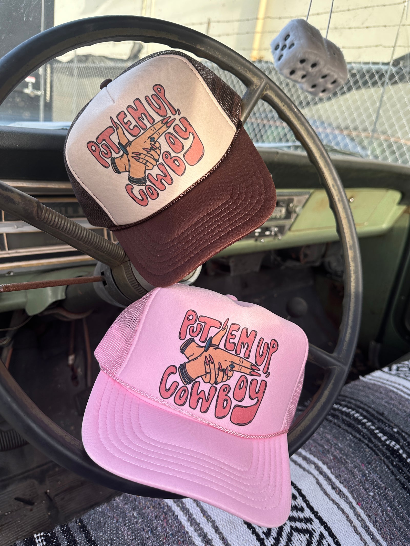 Put Em Up, Cowboy Snap Back Trucker Hats (made to order) LC