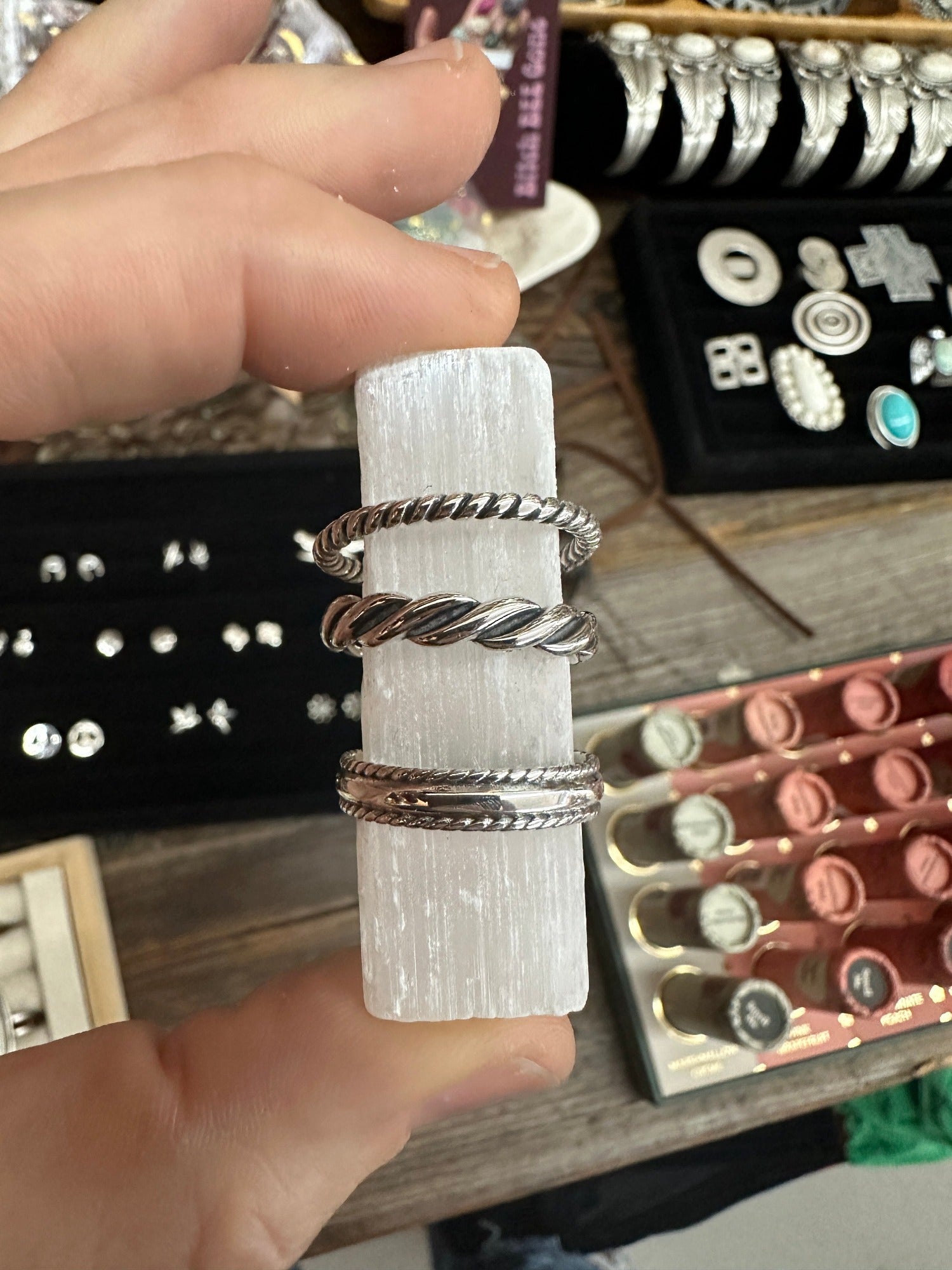 Sterling Silver Twist Band Stacker Rings