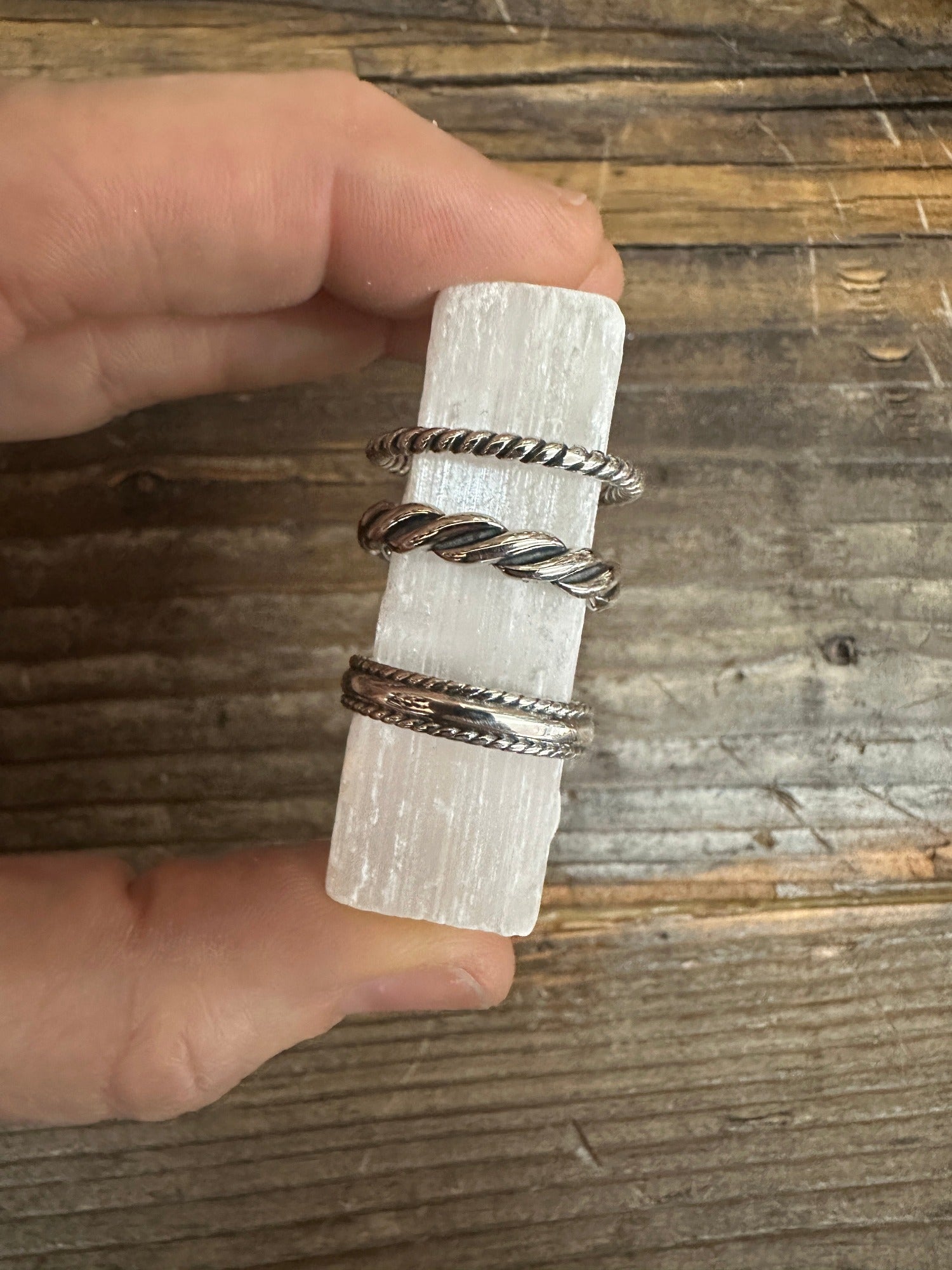 Sterling Silver Twist Band Stacker Rings