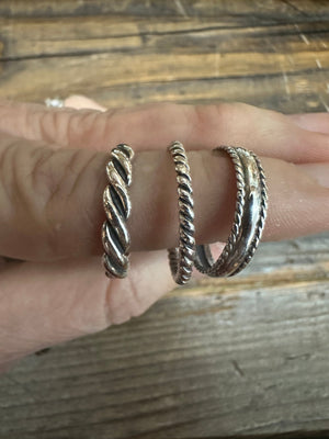 Sterling Silver Twist Band Stacker Rings