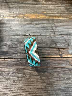 Kaqchi Turquoise/Brown Aztec Leather Cuff Bracelet