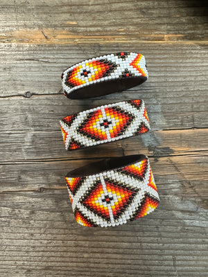 Kaqchi White Native Leather Cuff Bracelet