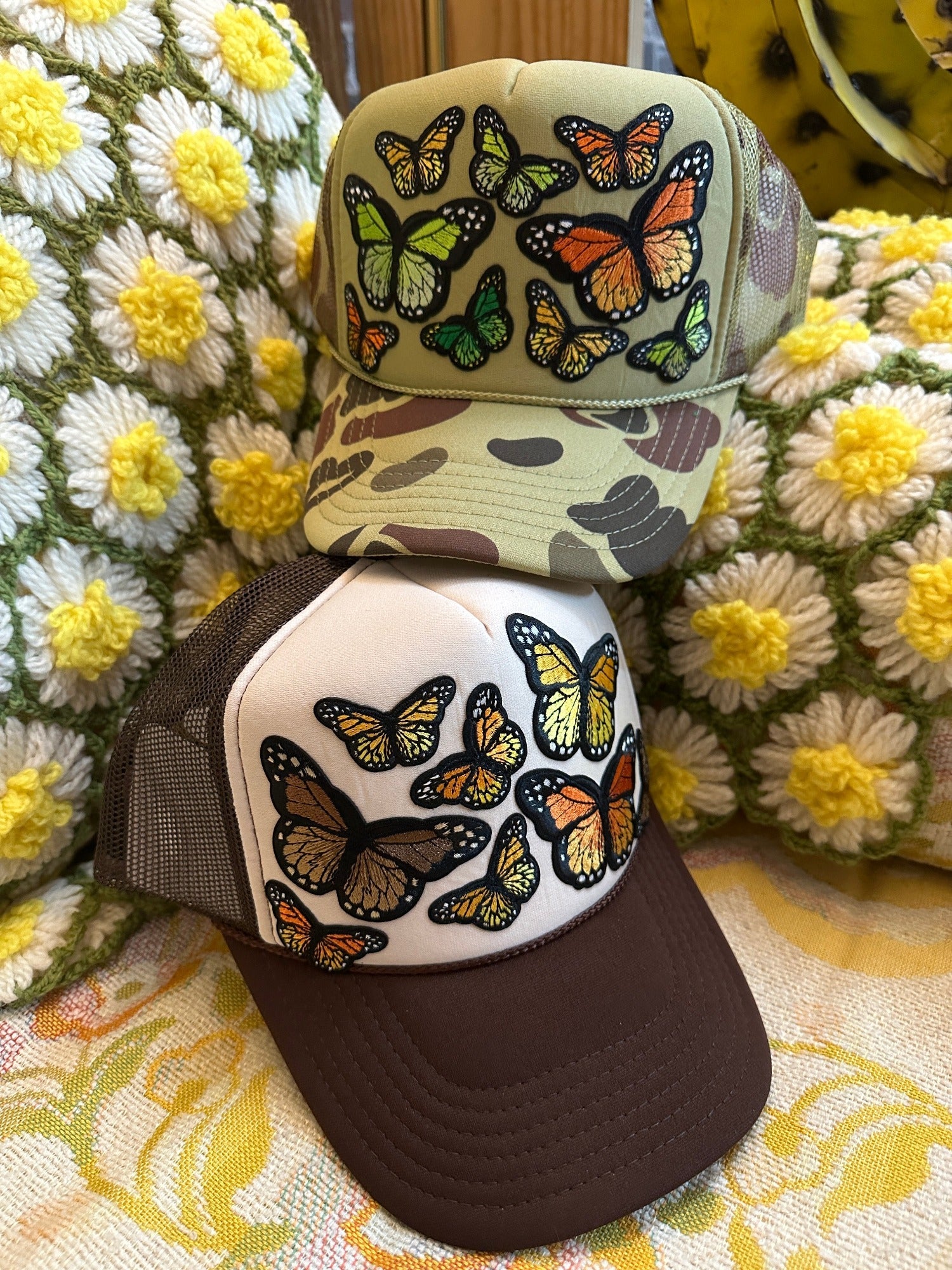 Junk Trucker Embellished Green Floral & Butterfly Hat Kids main image 4