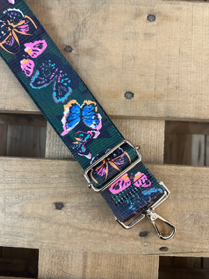 Butterfly Garden Embroidered Guitar Style Purse Strap