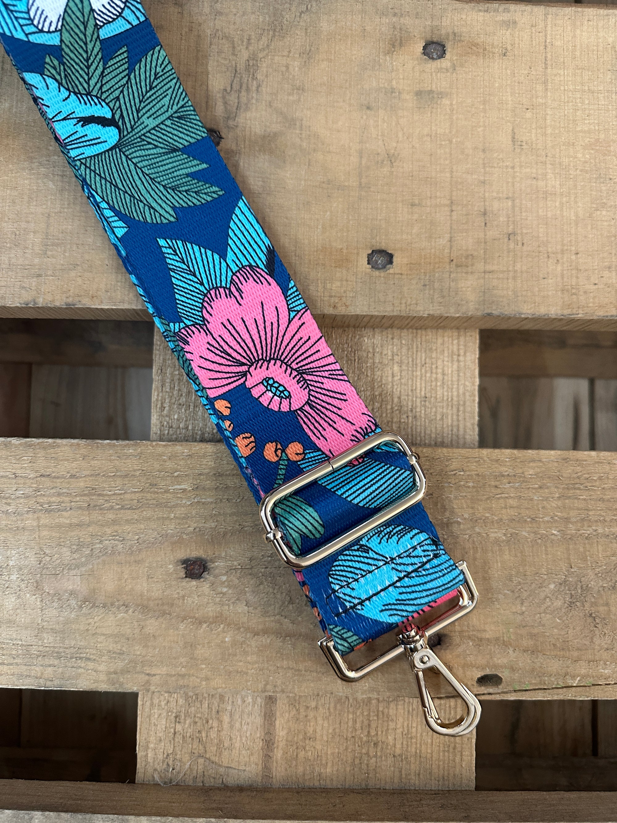 Butterfly Garden Embroidered Guitar Style Purse Strap