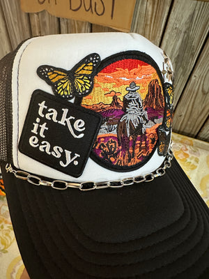 Take It Easy Cowboy Custom Trucker Hat (made to order)