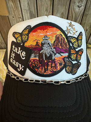 Take It Easy Cowboy Custom Trucker Hat (made to order)