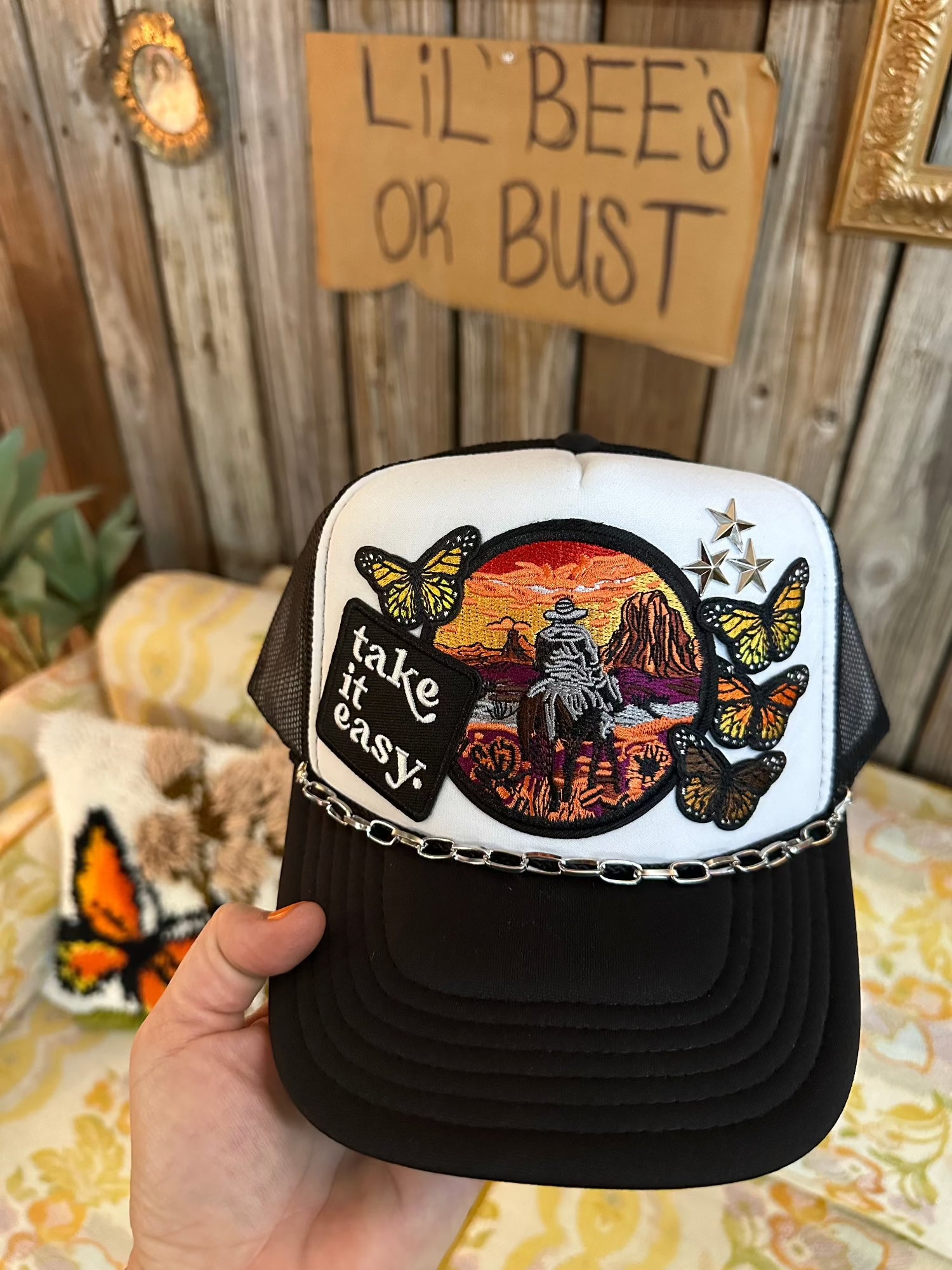 Take It Easy Cowboy Custom Trucker Hat made to order