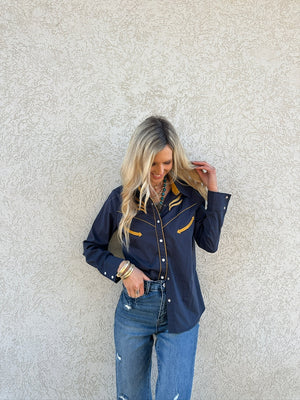 Prodigal Blues Pearl Snap Blouse - PREORDER DECEMBER 2025