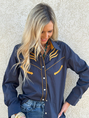 Prodigal Blues Pearl Snap Blouse - PREORDER DECEMBER 2025