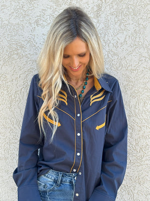 Prodigal Blues Pearl Snap Blouse - PREORDER DECEMBER 2025