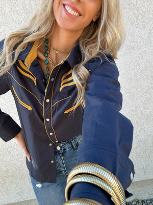 Prodigal Blues Pearl Snap Blouse - PREORDER DECEMBER 2025