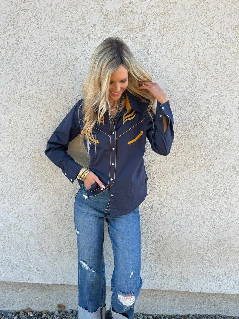 Prodigal Blues Pearl Snap Blouse - PREORDER DECEMBER 2025