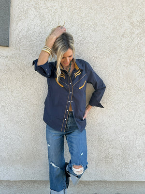 Prodigal Blues Pearl Snap Blouse - PREORDER DECEMBER 2025