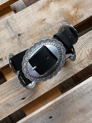 Home On The Range Western Oval Buckle & Concho Belt