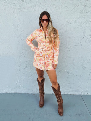 Meet In The Middle Floral Print Button Up Mini Dress