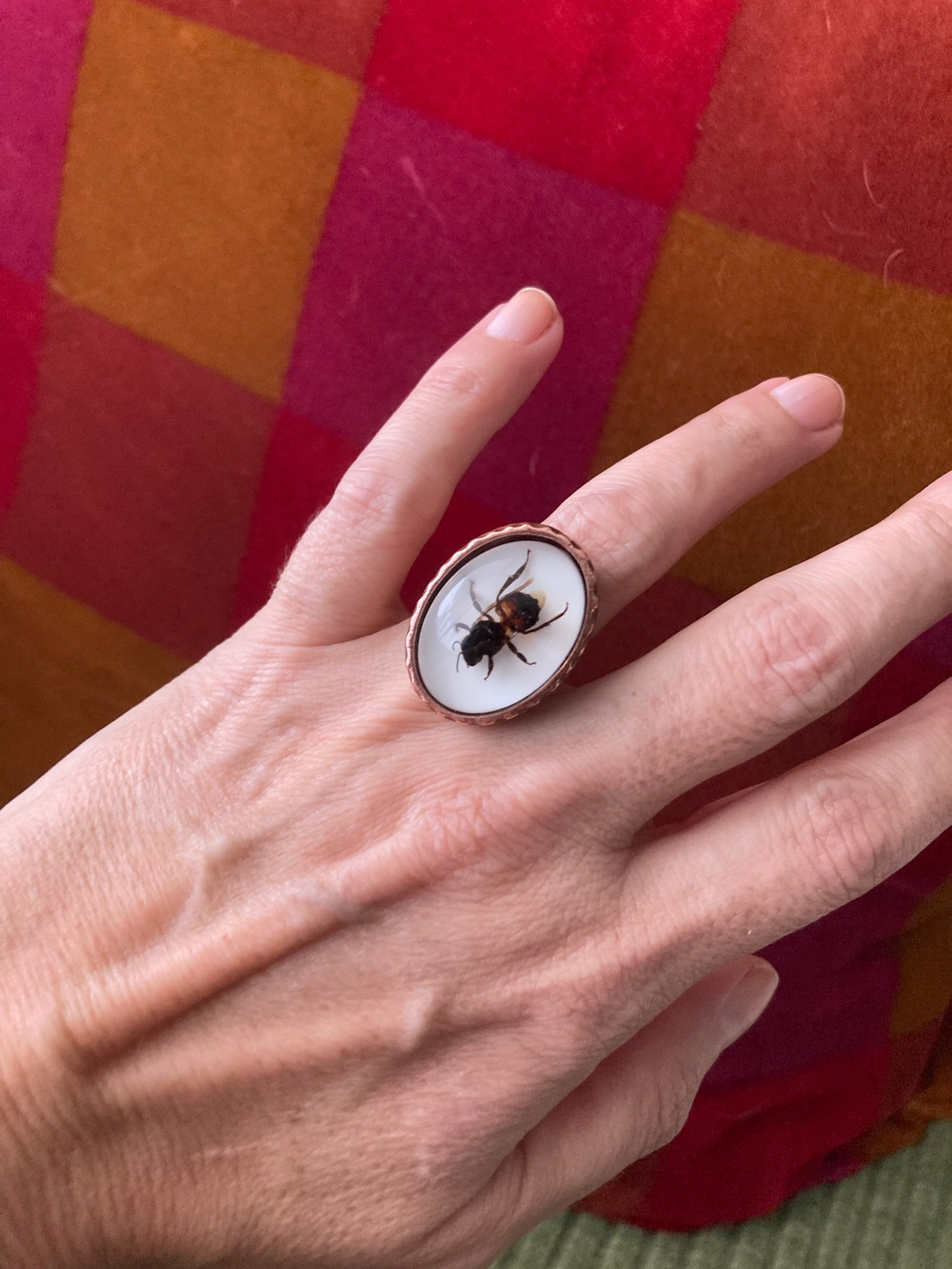 Deep Purpose Copper Bee Ring