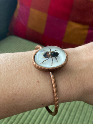 Deep Purpose Copper Bee Cuff Bracelet