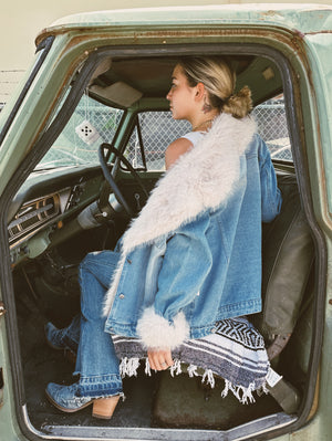 PREORDER Sugar Momma Fur Trim & Denim Jacket