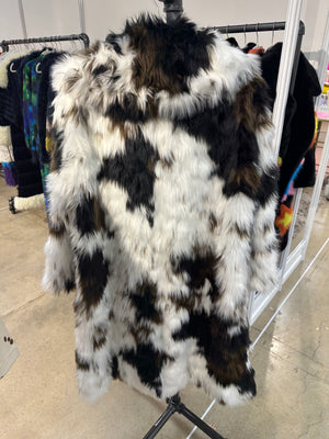 Holy Mooly Cow Print Faux Fur Jacket