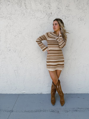 Get A Move On Striped Bell Sleeve Sweater Dress DS (FG)